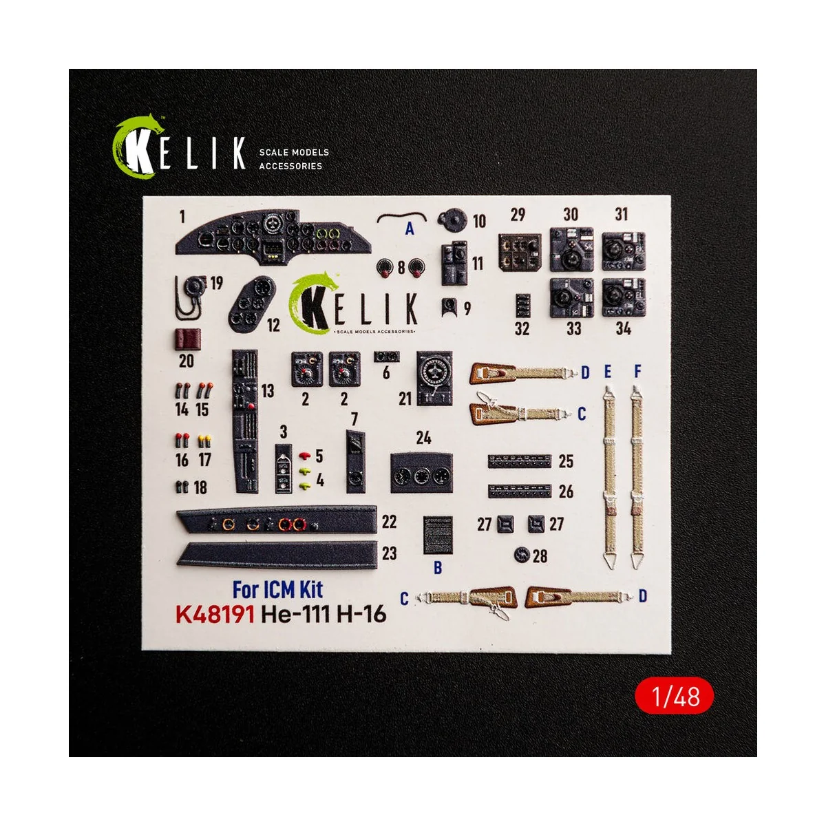 He-111 H-16 - interior 3D decals for ICM, 1/48 - Kelik K48191 He-111 H-16 - interior 3D decals for ICM, 1/48 - Kelik K48191