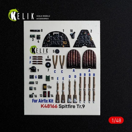 Spitfire TR.9 - interior 3D decals for Airfix, 1/48 - Kelik K48166 Spitfire TR.9 - interior 3D decals for Airfix, 1/48 - Kelik K48166
