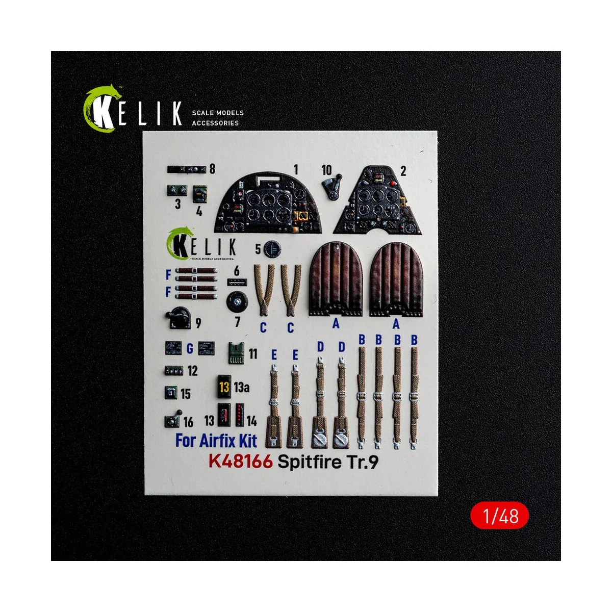Spitfire TR.9 - interior 3D decals for Airfix, 1/48 - Kelik K48166 Spitfire TR.9 - interior 3D decals for Airfix, 1/48 - Kelik K48166