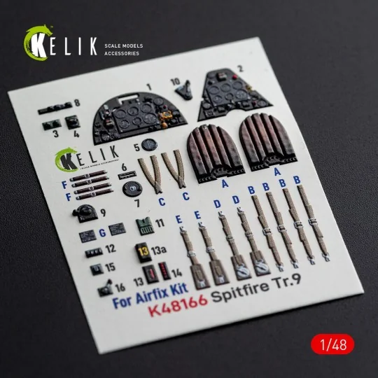 Spitfire TR.9 - interior 3D decals for Airfix, 1/48 - Kelik K48166 Spitfire TR.9 - interior 3D decals for Airfix, 1/48 - Kelik K48166