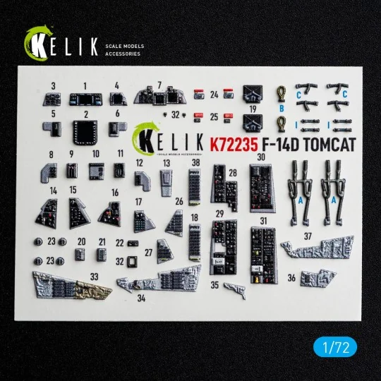 F-14D Tomcat - interior 3D decals for Tamiya, 1/72 - Kelik K72235 F-14D Tomcat - interior 3D decals for Tamiya, 1/72 - Kelik K72235