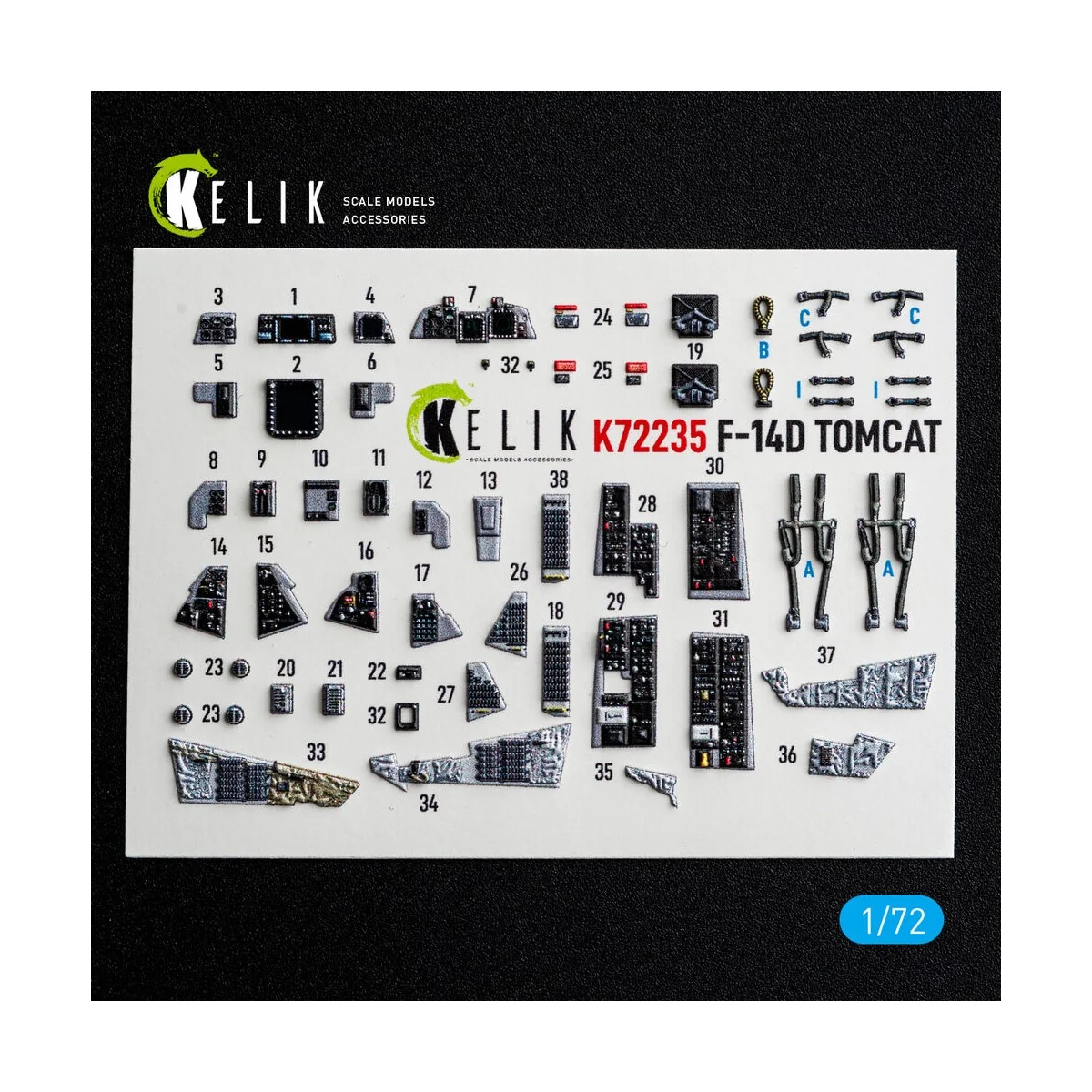 F-14D Tomcat - interior 3D decals for Tamiya, 1/72 - Kelik K72235 F-14D Tomcat - interior 3D decals for Tamiya, 1/72 - Kelik K72235