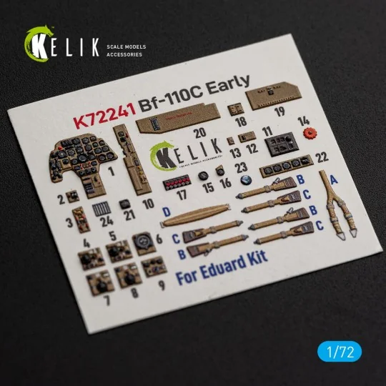 Bf-110C Early - interior 3D decals for Eduard, 1/72 - Kelik K72241 Bf-110C Early - interior 3D decals for Eduard, 1/72 - Kelik K72241