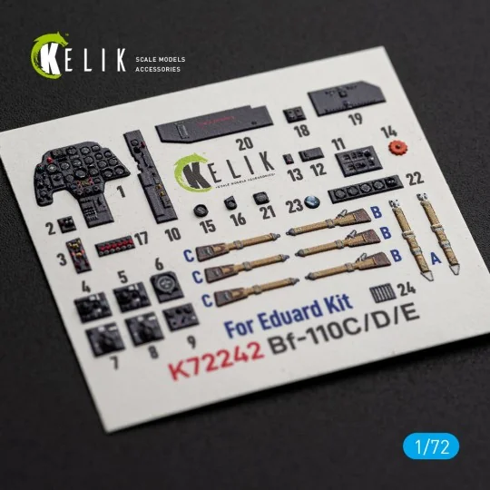 Bf-110C/D/E- interior 3D decals for Eduard, 1/72 - Kelik K72242 Bf-110C/D/E- interior 3D decals for Eduard, 1/72 - Kelik K72242