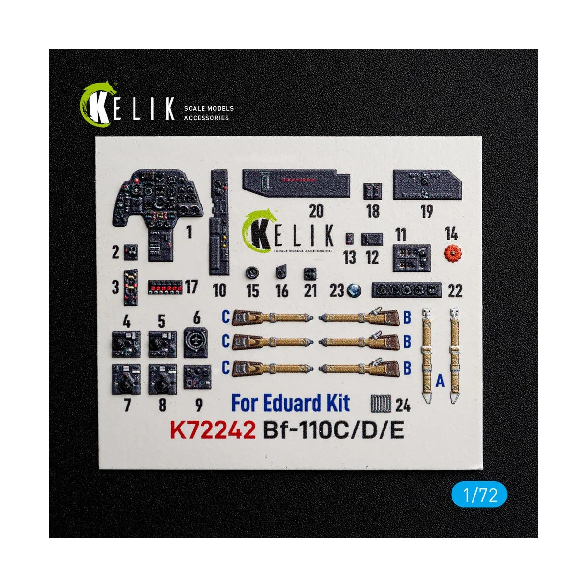 Bf-110C/D/E- interior 3D decals for Eduard, 1/72 - Kelik K72242 Bf-110C/D/E- interior 3D decals for Eduard, 1/72 - Kelik K72242