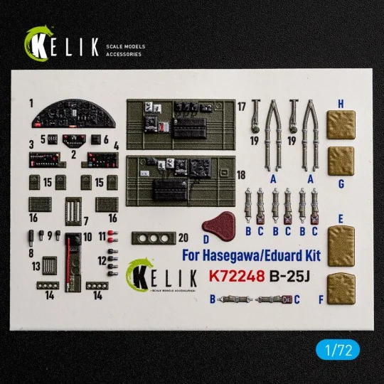 B-25J - interior 3D decals for Eduard, 1/72 - Kelik K72248 B-25J - interior 3D decals for Eduard, 1/72 - Kelik K72248