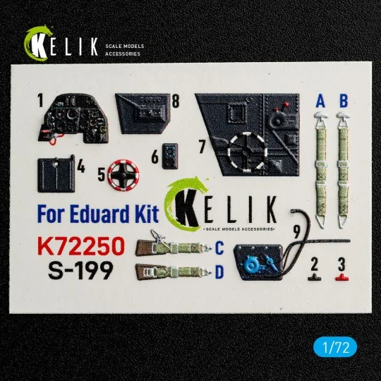 S-199 - interior 3D decals for Eduard, 1/72 - Kelik K72250 S-199 - interior 3D decals for Eduard, 1/72 - Kelik K72250