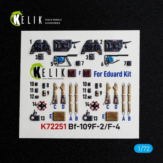Bf-109 F-2/F-4 - interior 3D decals for Eduard, 1/72 - Kelik K72251 Bf-109 F-2/F-4 - interior 3D decals for Eduard, 1/72 - Kelik K72251
