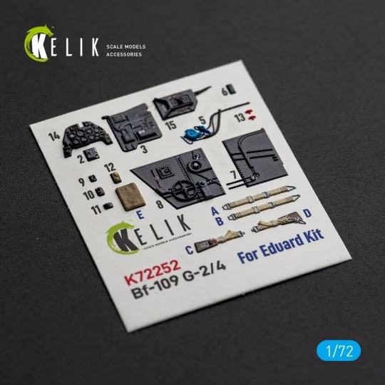 Bf-109 G-2/4 - interior 3D decals for Eduard, 1/72 - Kelik K72252 Bf-109 G-2/4 - interior 3D decals for Eduard, 1/72 - Kelik K72252