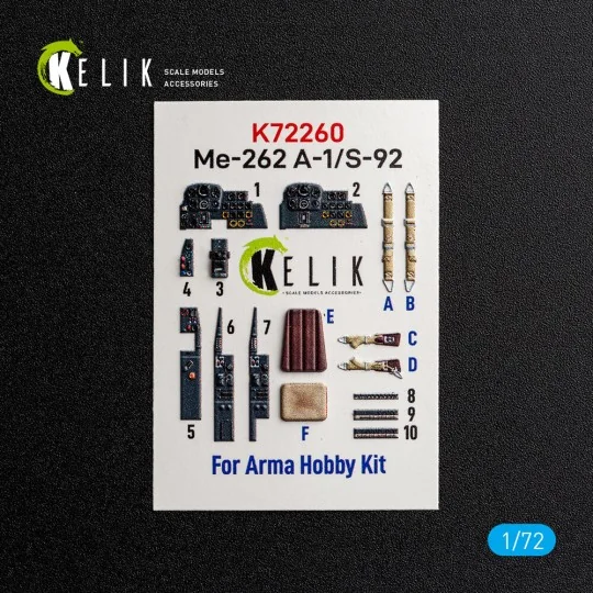 Me-262 A-1/S-92 - interior 3D decals for Arma Hobby, 1/72 - Kelik K... Me-262 A-1/S-92 - interior 3D decals for Arma Hobby, 1/72 - Kelik K...