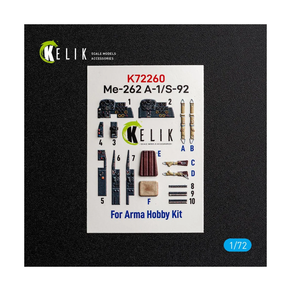Me-262 A-1/S-92 - interior 3D decals for Arma Hobby, 1/72 - Kelik K... Me-262 A-1/S-92 - interior 3D decals for Arma Hobby, 1/72 - Kelik K...