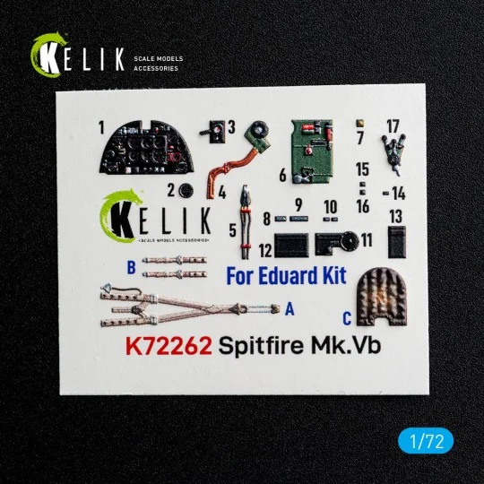 Spitfire Mk.Vb - interior 3D decals for Eduard, 1/72 - Kelik K72262 Spitfire Mk.Vb - interior 3D decals for Eduard, 1/72 - Kelik K72262