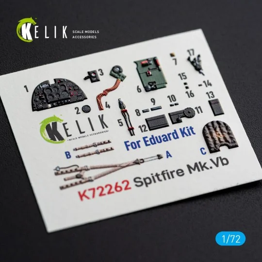 Spitfire Mk.Vb - interior 3D decals for Eduard, 1/72 - Kelik K72262 Spitfire Mk.Vb - interior 3D decals for Eduard, 1/72 - Kelik K72262