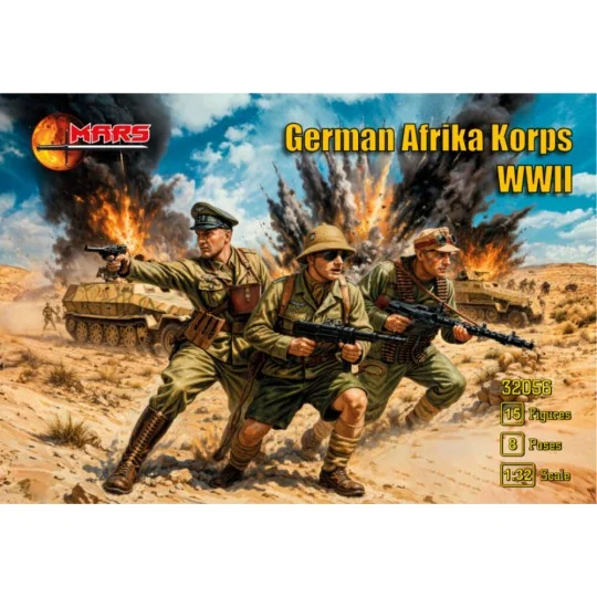 WWII German Afrika Korps, 1/32 - Mars Figures MS32056 WWII German Afrika Korps, 1/32 - Mars Figures MS32056