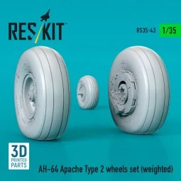 AH-64 Apache type 2 wheels set (weighted) (3D Printed), 1/35 - ResK...