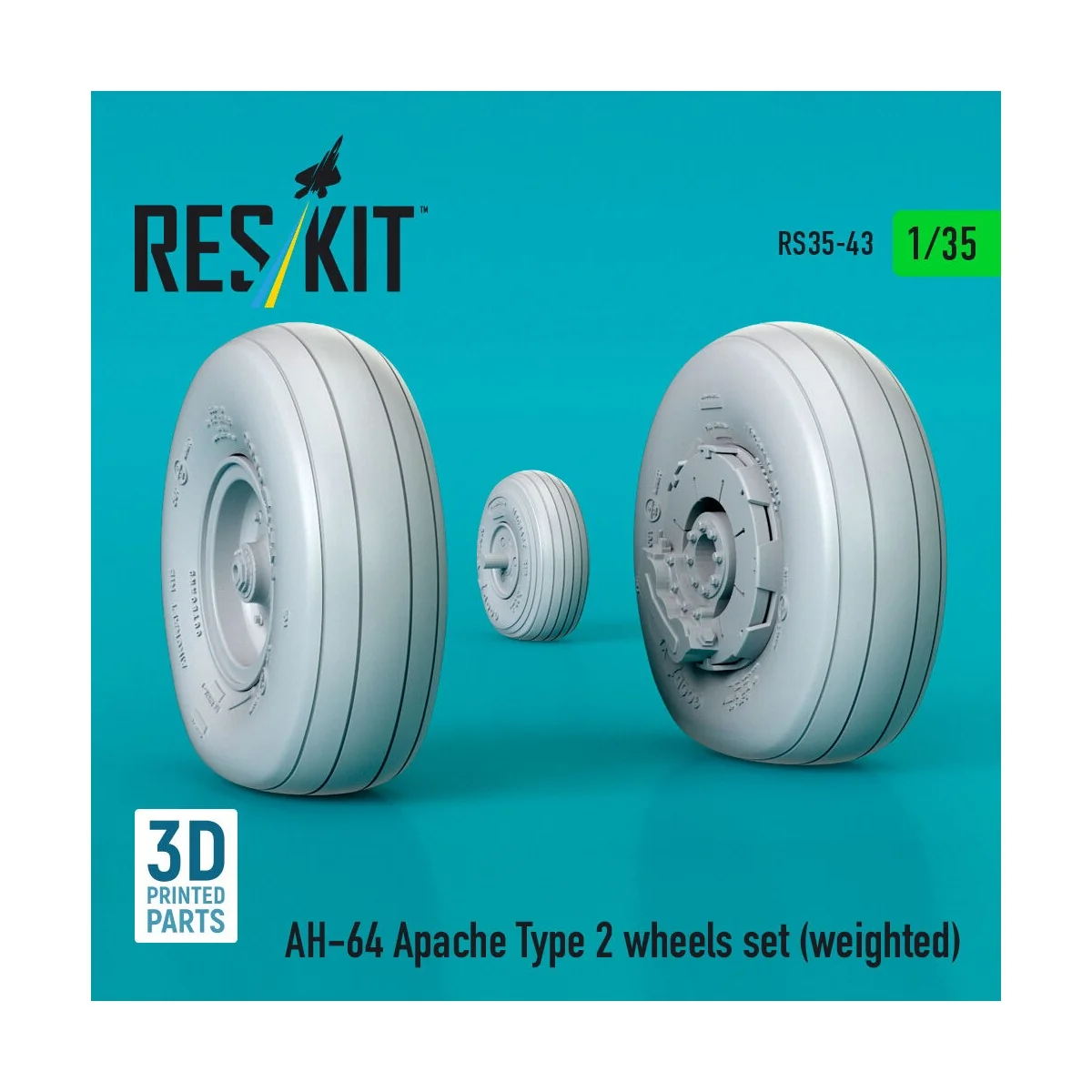 AH-64 Apache type 2 wheels set (weighted) (3D Printed), 1/35 - ResK... AH-64 Apache type 2 wheels set (weighted) (3D Printed), 1/35 - ResK...