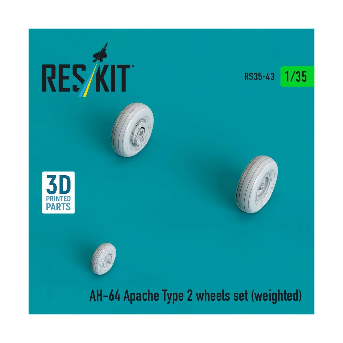 AH-64 Apache type 2 wheels set (weighted) (3D Printed), 1/35 - ResK... AH-64 Apache type 2 wheels set (weighted) (3D Printed), 1/35 - ResK...