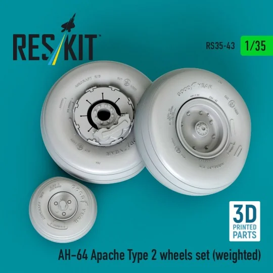 AH-64 Apache type 2 wheels set (weighted) (3D Printed), 1/35 - ResK... AH-64 Apache type 2 wheels set (weighted) (3D Printed), 1/35 - ResK...