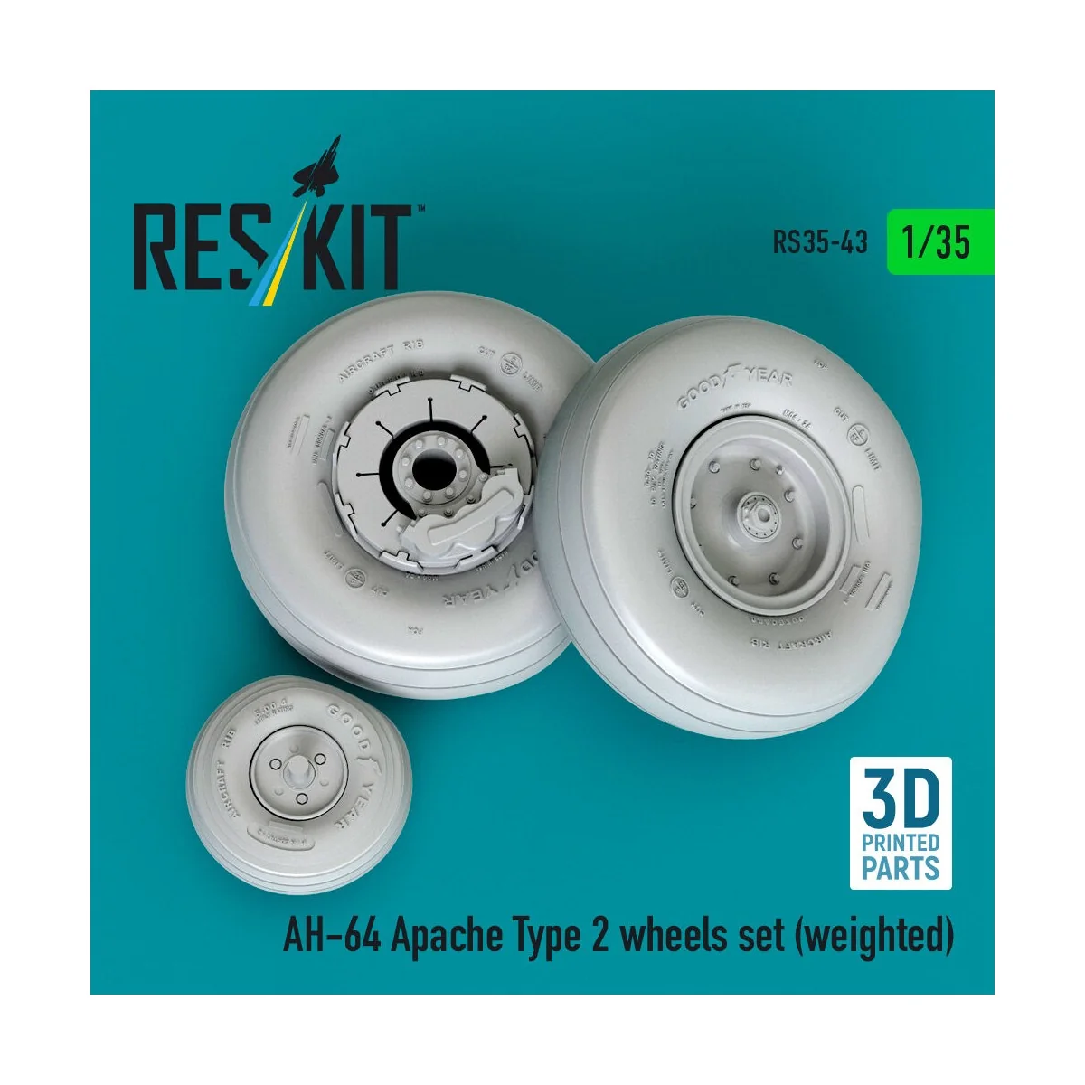 AH-64 Apache type 2 wheels set (weighted) (3D Printed), 1/35 - ResK... AH-64 Apache type 2 wheels set (weighted) (3D Printed), 1/35 - ResK...