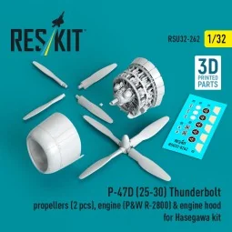P-47D (25-30) Thunderbolt propellers (2 pcs), engine (P&W R-2800) &... 2