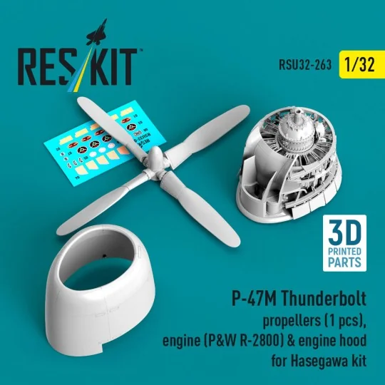 P-47M Thunderbolt propeller (1 pcs), engine (P&W R-2800) & engine h... P-47M Thunderbolt propeller (1 pcs), engine (P&W R-2800) & engine h...