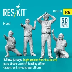 Yellow jerseys (Right position from the aircraft) plane director, a...