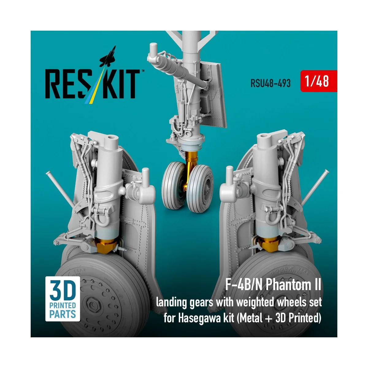 F-4B/N Phantom II landing gear with weighted wheels set (Metal + 3D... F-4B/N Phantom II landing gear with weighted wheels set (Metal + 3D...