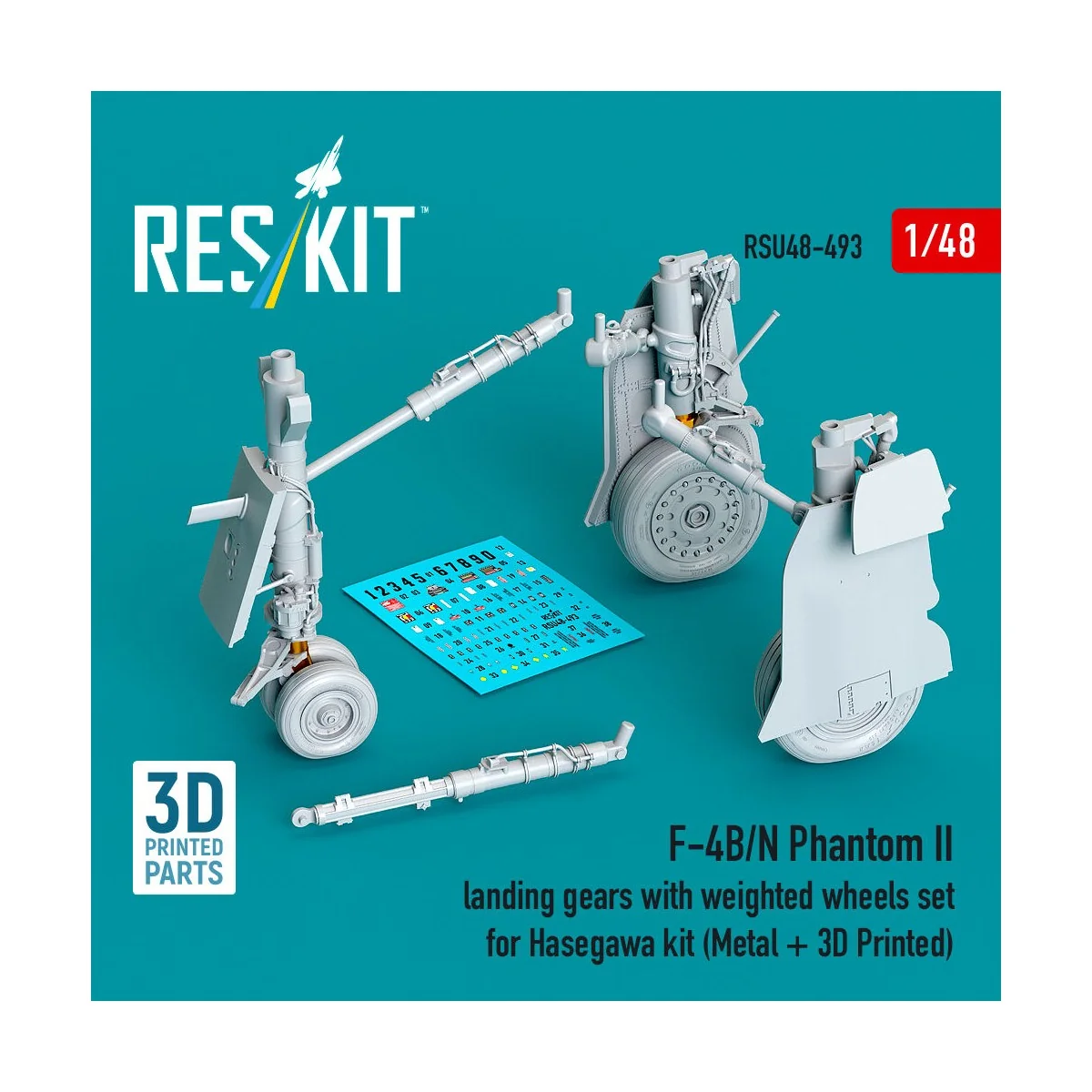 F-4B/N Phantom II landing gear with weighted wheels set (Metal + 3D... F-4B/N Phantom II landing gear with weighted wheels set (Metal + 3D...