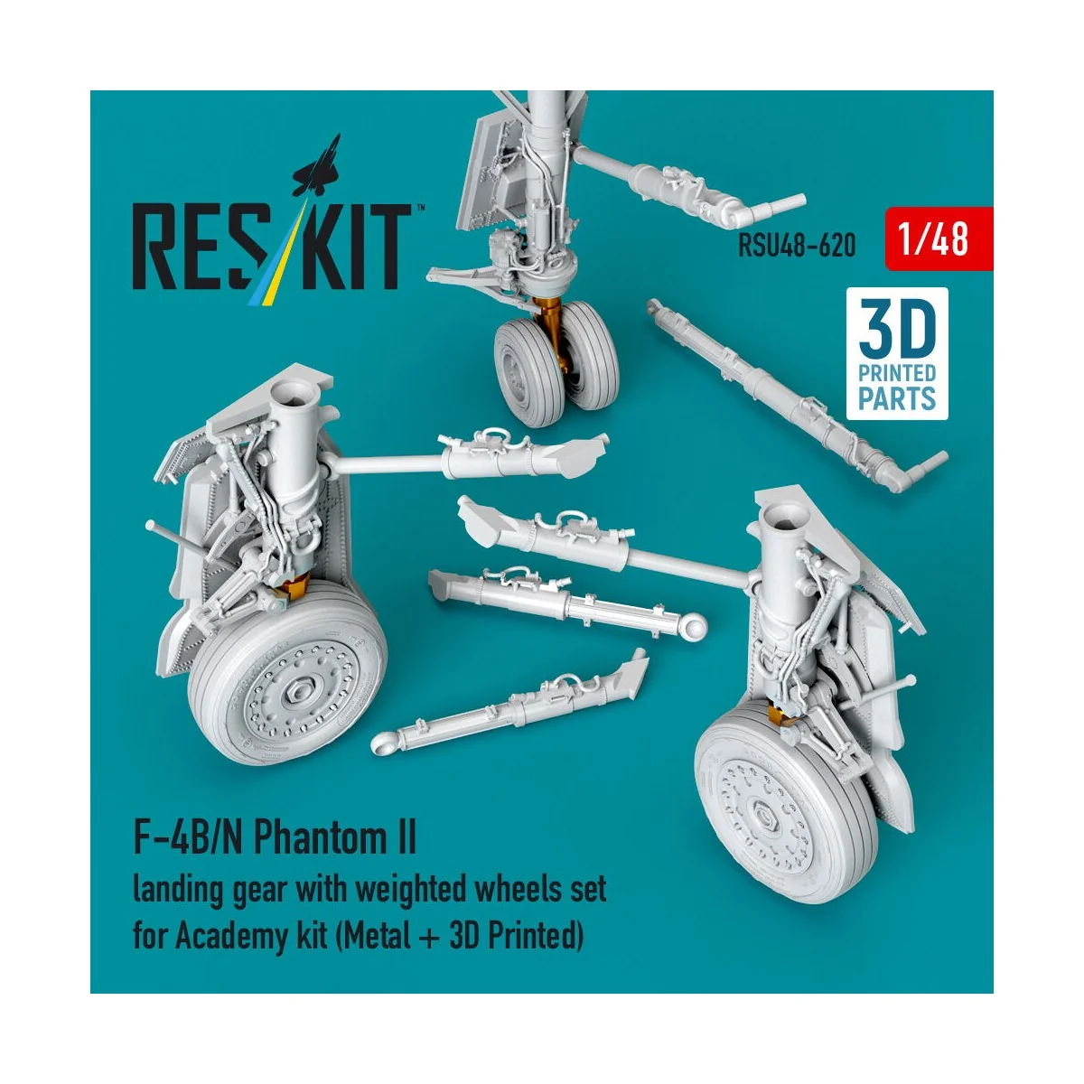 F-4B/N Phantom II landing gear with weighted wheels set (Metal + 3D... F-4B/N Phantom II landing gear with weighted wheels set (Metal + 3D...