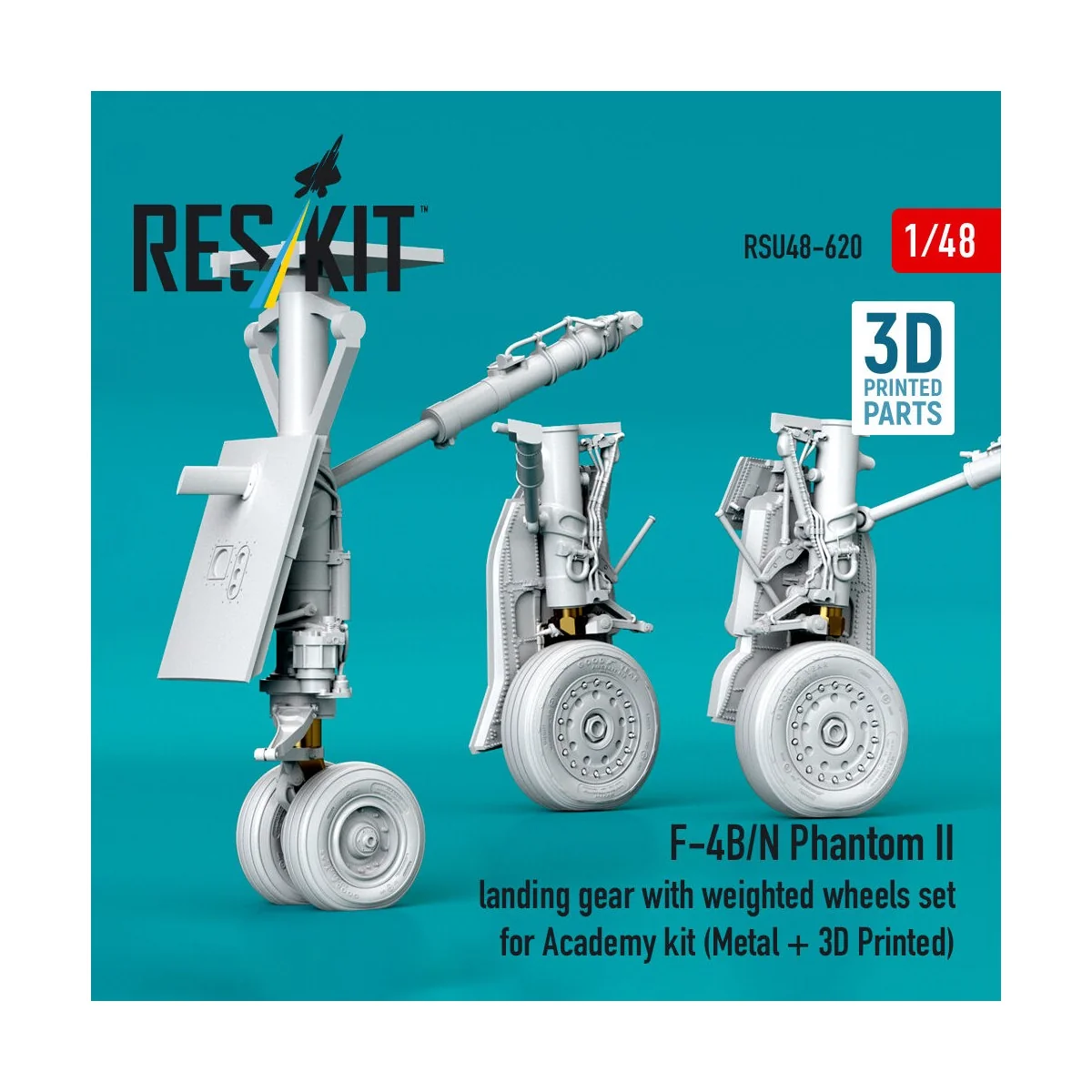 F-4B/N Phantom II landing gear with weighted wheels set (Metal + 3D... F-4B/N Phantom II landing gear with weighted wheels set (Metal + 3D...