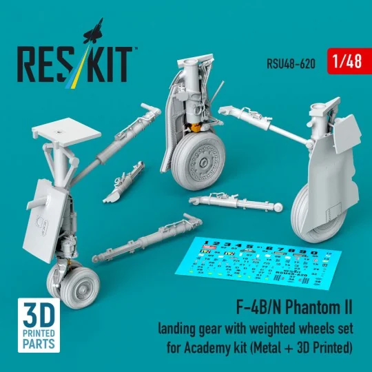 F-4B/N Phantom II landing gear with weighted wheels set (Metal + 3D... F-4B/N Phantom II landing gear with weighted wheels set (Metal + 3D...