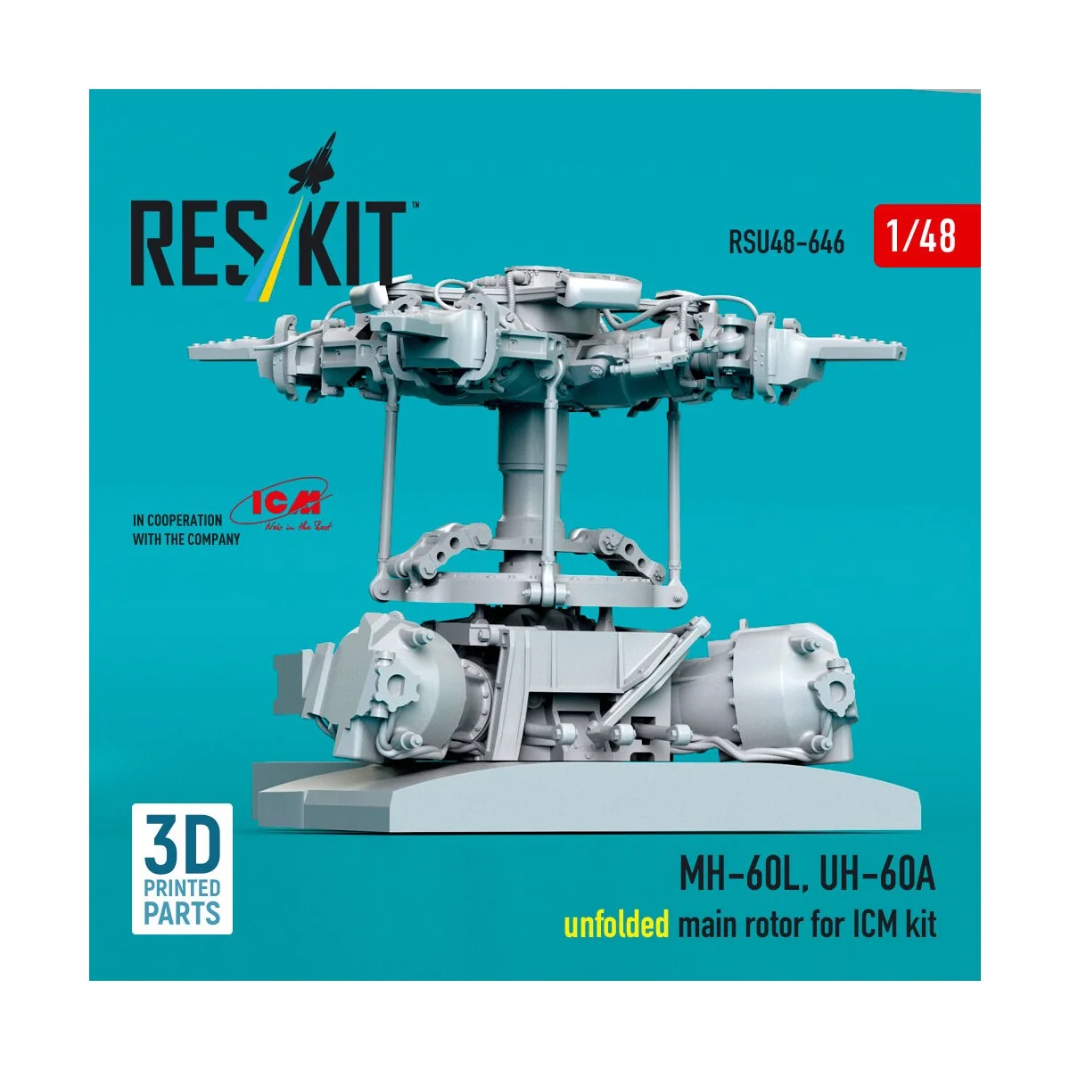 MH-60L, UH-60A, unfolded main rotor (3D Printed) for ICM, 1/48 - Re... MH-60L, UH-60A, unfolded main rotor (3D Printed) for ICM, 1/48 - Re...