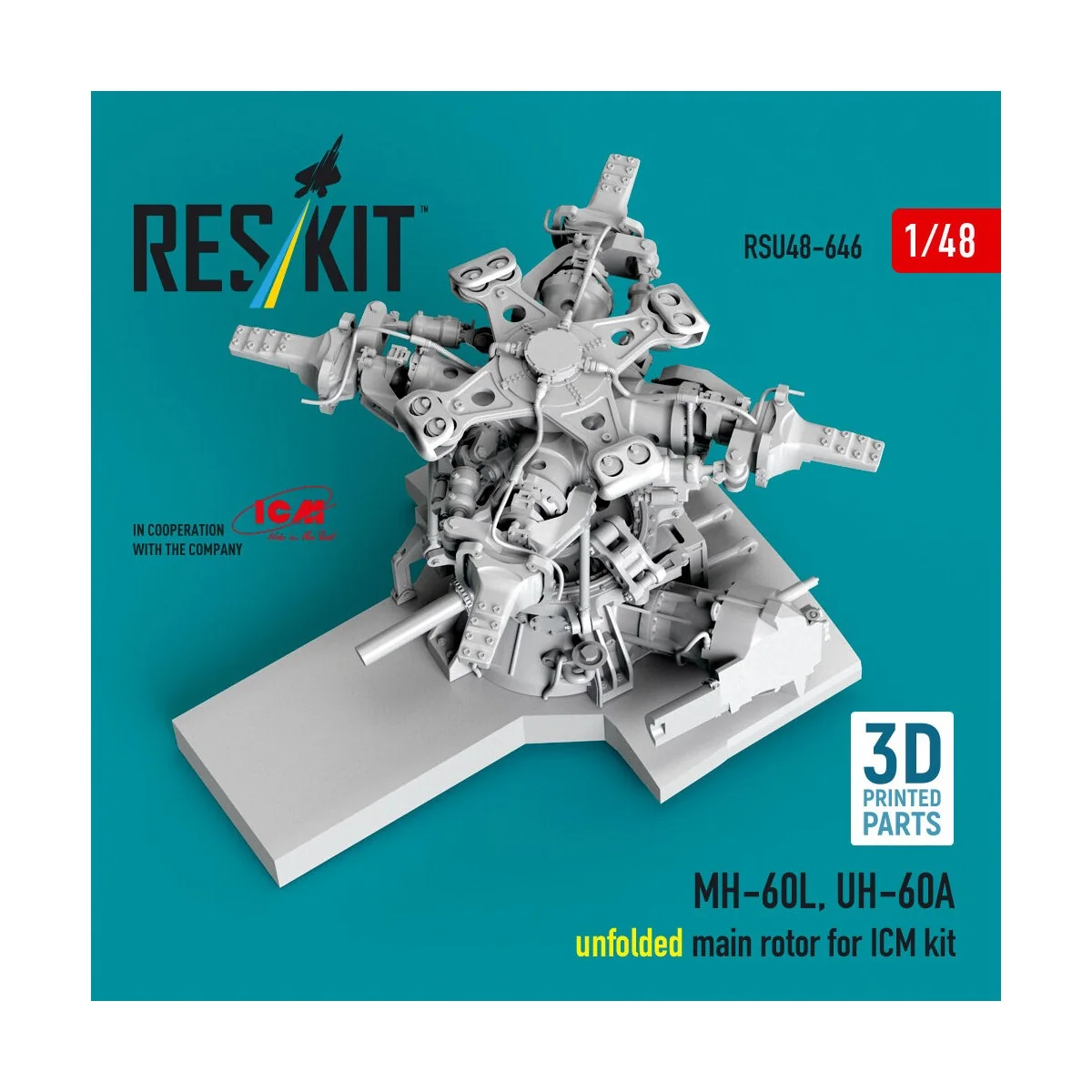 MH-60L, UH-60A, unfolded main rotor (3D Printed) for ICM, 1/48 - Re... MH-60L, UH-60A, unfolded main rotor (3D Printed) for ICM, 1/48 - Re...