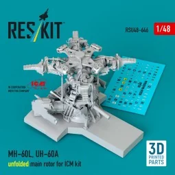MH-60L, UH-60A, unfolded main rotor (3D Printed) for ICM, 1/48 - Re...
