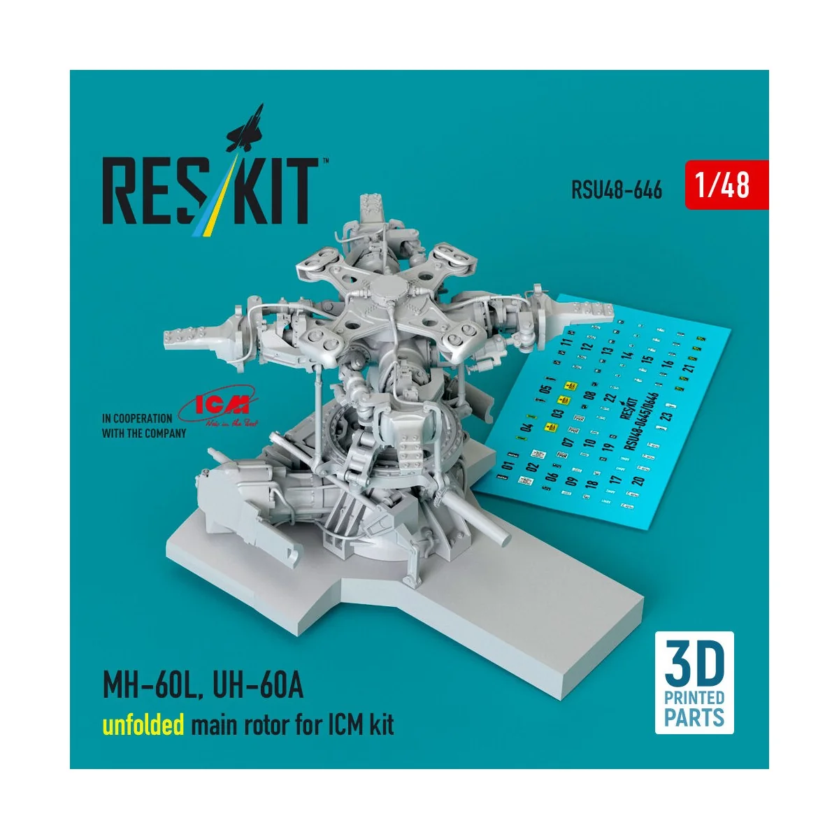 MH-60L, UH-60A, unfolded main rotor (3D Printed) for ICM, 1/48 - Re... MH-60L, UH-60A, unfolded main rotor (3D Printed) for ICM, 1/48 - Re...