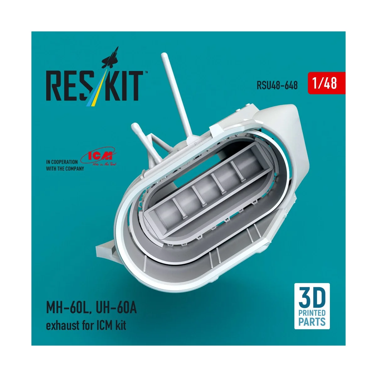 MH-60L, UH-60A exhaust (3D Printed) for ICM, 1/48 - ResKit Models R... MH-60L, UH-60A exhaust (3D Printed) for ICM, 1/48 - ResKit Models R...