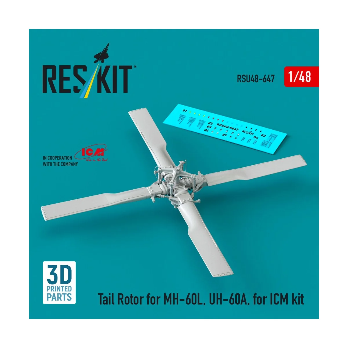 Tail Rotor for MH-60L, UH-60A (3D Printed) for ICM, 1/48 - ResKit M... Tail Rotor for MH-60L, UH-60A (3D Printed) for ICM, 1/48 - ResKit M...
