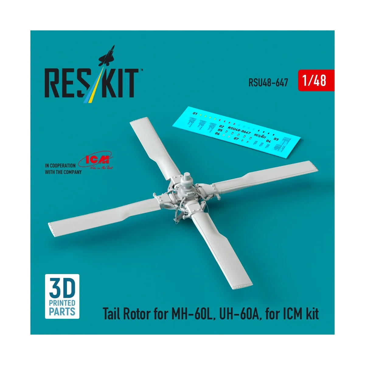 Tail Rotor for MH-60L, UH-60A (3D Printed) for ICM, 1/48 - ResKit M... Tail Rotor for MH-60L, UH-60A (3D Printed) for ICM, 1/48 - ResKit M...