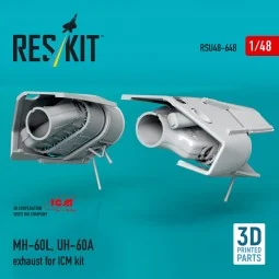 MH-60L, UH-60A exhaust (3D Printed) for ICM, 1/48 - ResKit Models R... 2