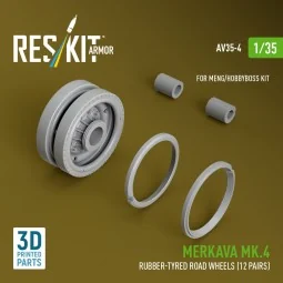 Merkava Mk.4 rubber-tyred road wheels (12 pairs) (3D Printed) for M...