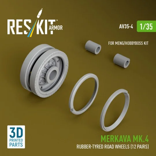 Merkava Mk.4 rubber-tyred road wheels (12 pairs) (3D Printed) for M... Merkava Mk.4 rubber-tyred road wheels (12 pairs) (3D Printed) for M...