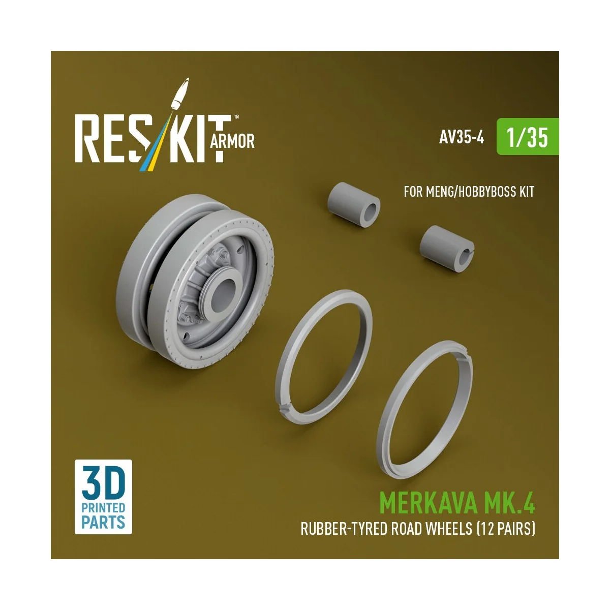 Merkava Mk.4 rubber-tyred road wheels (12 pairs) (3D Printed) for M... Merkava Mk.4 rubber-tyred road wheels (12 pairs) (3D Printed) for M...