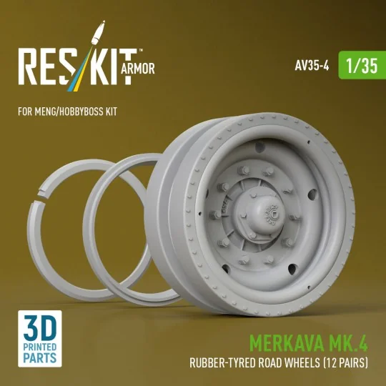 Merkava Mk.4 rubber-tyred road wheels (12 pairs) (3D Printed) for M... Merkava Mk.4 rubber-tyred road wheels (12 pairs) (3D Printed) for M...