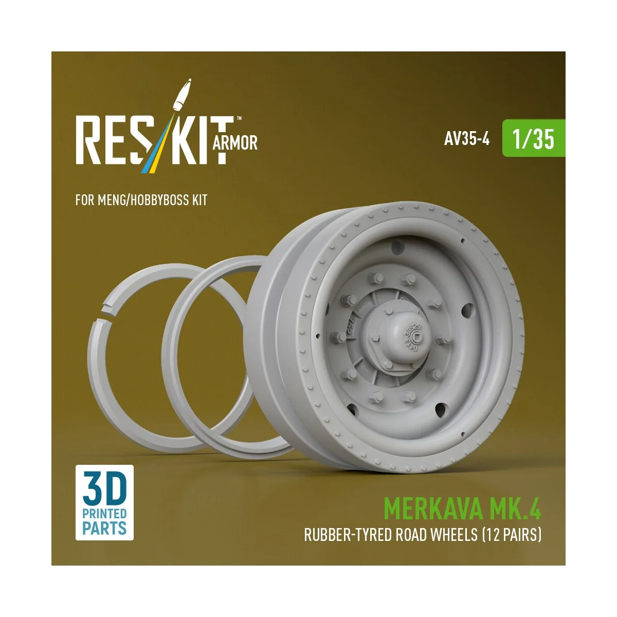 Merkava Mk.4 rubber-tyred road wheels (12 pairs) (3D Printed) for M... Merkava Mk.4 rubber-tyred road wheels (12 pairs) (3D Printed) for M...