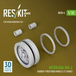 Merkava Mk.4 rubber-tyred road wheels (12 pairs) (3D Printed) for M...