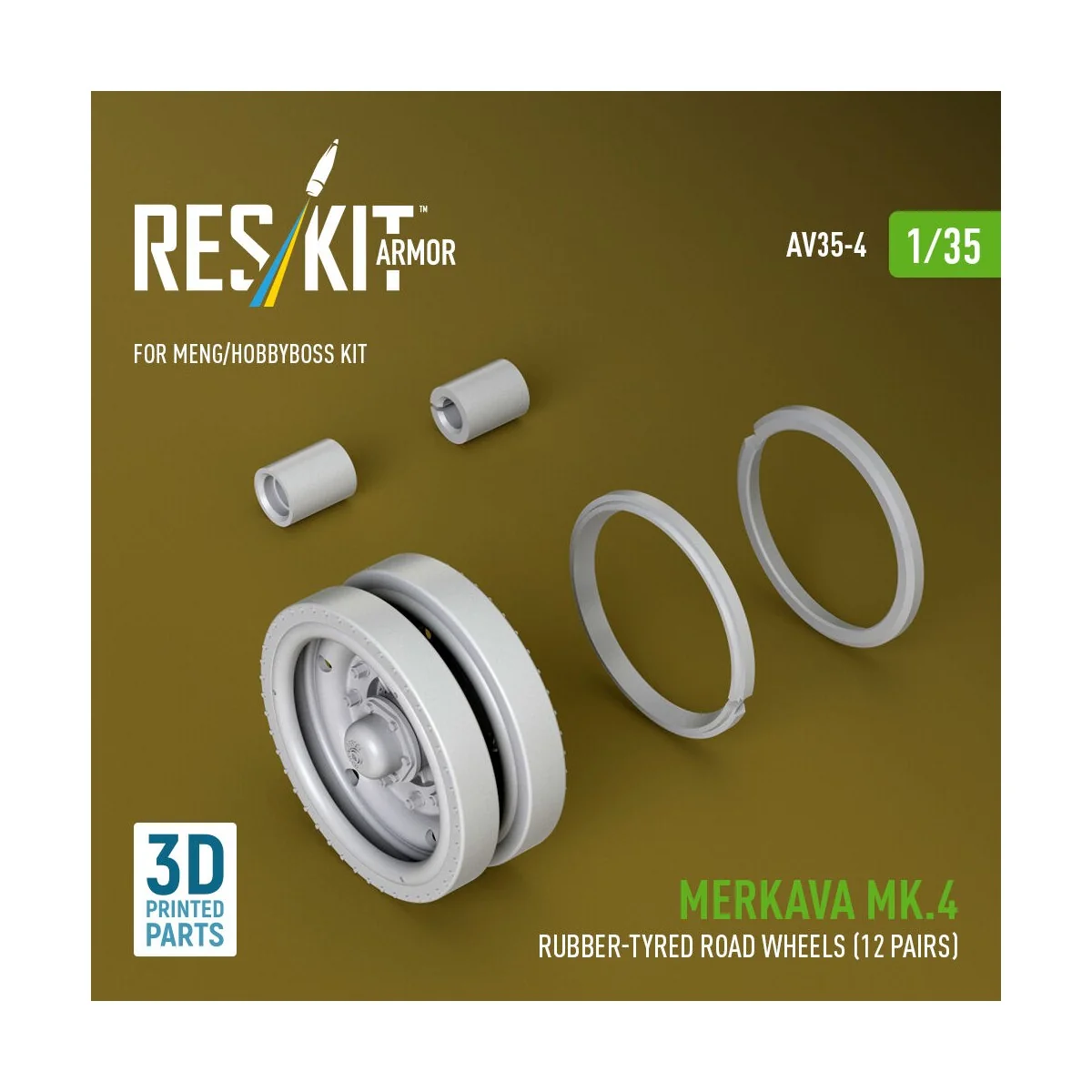 Merkava Mk.4 rubber-tyred road wheels (12 pairs) (3D Printed) for M... Merkava Mk.4 rubber-tyred road wheels (12 pairs) (3D Printed) for M...