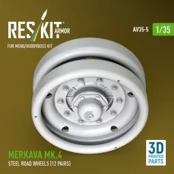 Merkava Mk.4 steel road wheels (12 pairs) (3D Printed) for Meng / H...