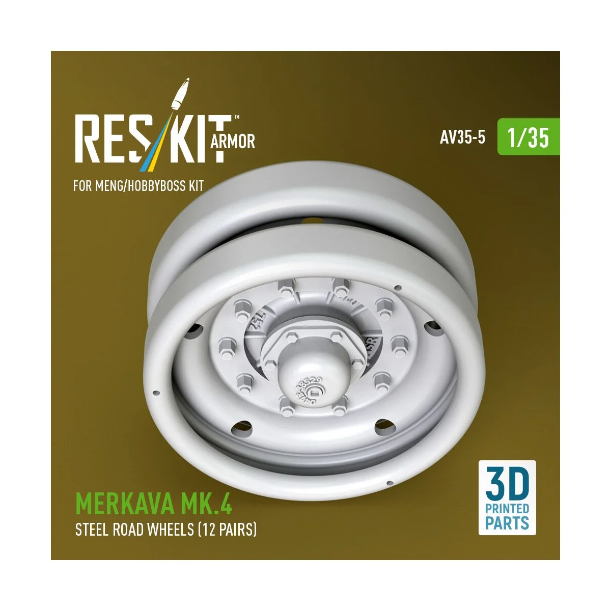 Merkava Mk.4 steel road wheels (12 pairs) (3D Printed) for Meng / H... Merkava Mk.4 steel road wheels (12 pairs) (3D Printed) for Meng / H...
