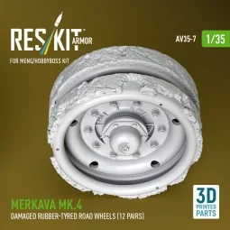 Merkava Mk.4 damaged rubber-tyred road wheels (12 pairs) (3D Printe...