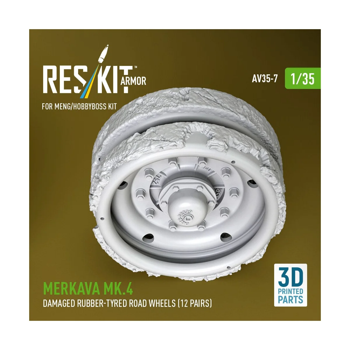 Merkava Mk.4 damaged rubber-tyred road wheels (12 pairs) (3D Printe... Merkava Mk.4 damaged rubber-tyred road wheels (12 pairs) (3D Printe...